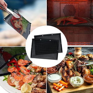 Large BBQ Mesh Grill Bags Set 2 Reusable Non-Stick Grill Bag for Charcoal Gas Electric Grills&Smokers Pitmasters Heat Resistant Barbecue Bag Vegetables Grilling Pouches Grill Accessories BBQ Tools