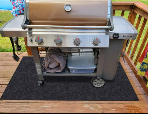 Image of Gas Grill Mat，Premium BBQ Mat and Grill Protective Mat—Protects Decks and Patios from Grease Splashes,Absorbent Material-Contains Grill Splatter，Anti-Slip and Waterproof Backing，Washable (36"×71.6")