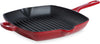 Bourgogne Enameled Cast Iron Induction Nonstick Grill Pan, PFAS Free, Dishwasher Safe, Chili Red