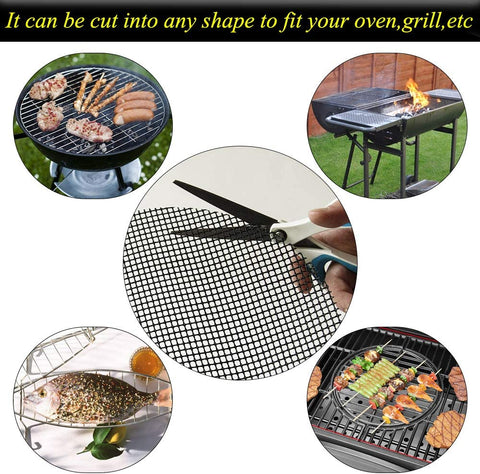 Image of LOOCH BBQ Mesh Grill Mat Set of 5 - Heavy Duty Nonstick Mesh Grilling Mats & Barbecue Accessories - Reusable and Easy to Clean - Works on Gas, Charcoal, Electric Grill and More - 15.75 X 13 Inch
