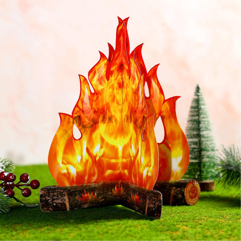 Image of Boao 3D Decorative Cardboard Campfire Centerpiece Artificial Fire Fake Flame Paper Party Decorative Flame Torch (Gold Orange)
