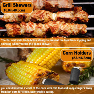 26PC Exclusive BBQ Grill Accessories in Aluminum Case for Birthday Christmas Grilling Gifts - Premium Grill Utensils Set with Barbecue Claws, Meat Injector, Thermometer for Smoker, Camping