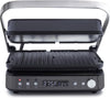 6-In-1 Multi-Function Contact Grill & Griddle, Healthy Ceramic Nonstick Aluminum, Reversible Grill and Griddle Plates, Dual Heating Options, Closed Press/Open Flat Surface, Matte Black