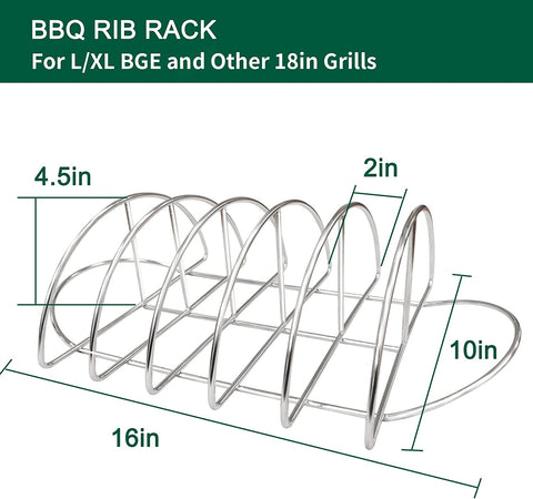 Image of Rib Rack for Smoker Stainless Steel Rack for Large Big Green Egg,Kamado Joe,Primo,Or Other 18" Grills Roast Grill