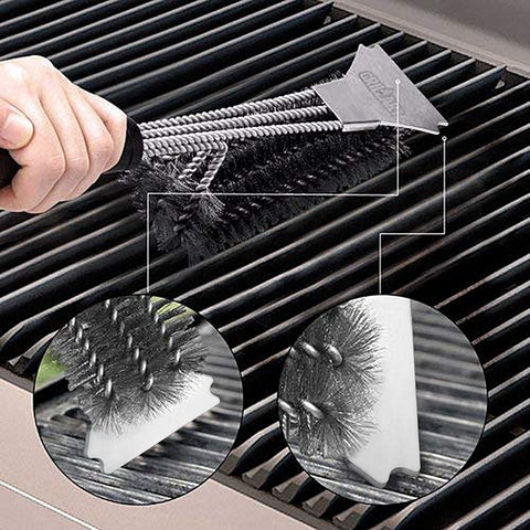 Image of Grill Brush and Scraper BBQ Brush for Grill, Safe 18" Stainless Steel Woven Wire 3 in 1 Bristles Grill Cleaning Brush, BR-4516