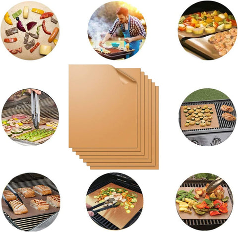 Image of Grill Mat Set of 7-100% Non-Stick BBQ Grill Mats, Heavy Duty, Reusable, and Easy to Clean - Works on Electric Grill Gas Charcoal BBQ-15.75 X 13 Inch