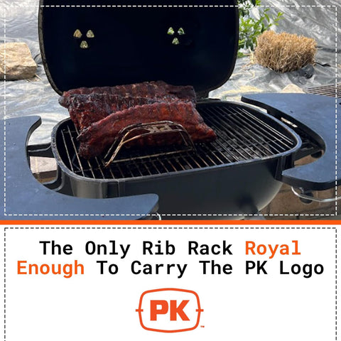 Image of PK Grills Stainless Steel BBQ Rib Rack for Grilling, Smoking, & Roasting, Barbecue Grill Oven Accessories, PKUA-RR-SS