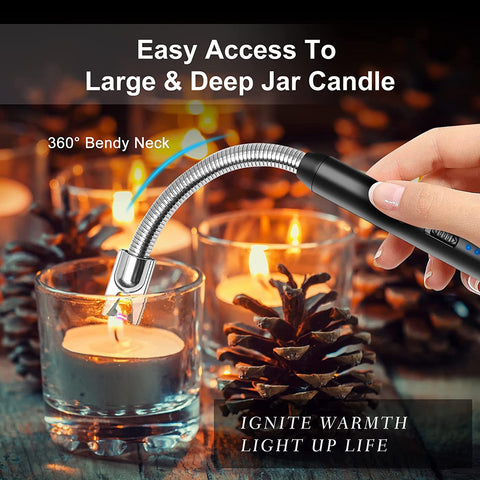 Image of KTEBO 2Pcs Rechargeable Electric Lighters, Type-C Long Lighter Use Plasma Arc to Light Candle, Windproof Arc Lighter, Candle Lighter, BBQ Grill Lighter, Camping Accessories