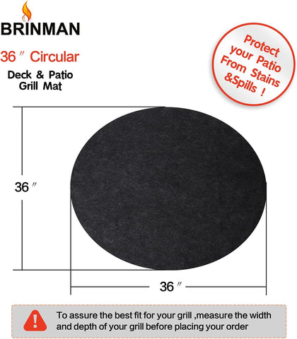 Image of round under Grill Mat,Extra Thick 36 Inch, Grill Mats for Decks,Grill Mats for under Outdoor Grill Deck Protector,Premium BBQ Mat for under BBQ to Absorbent Oil Pad,Waterproof,Reusable