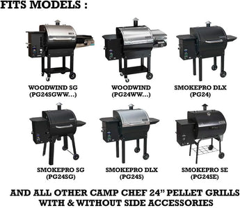 2021 Grill Cover Replacement for Camp Chef Woodwind, DLX, Smokepro, All 24" Pellet Grills - Upgraded Sun-Fade Resist, Color, and Fit for New Side Accessories