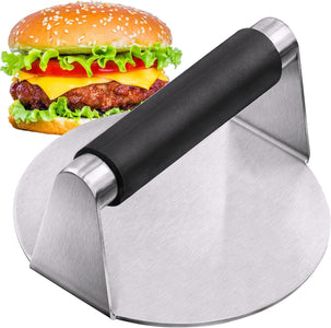 PMYEK Burger Press with Anti-Scald Handle, 5.5 Inch Stainless Steel Burger Smasher, round Non-Stick Hamburger Press for Griddle, Griddle Accessories Kit for Flat Grill Cooking