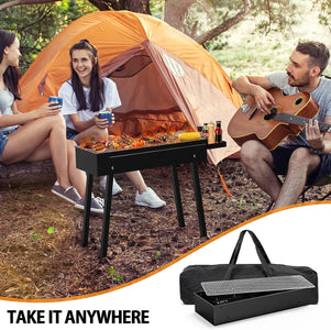 Bizzoelife Portable Charcoal Camping Grill, Commercial Quality Solo Stove Bonfire with Carrying Bag, Folded and Easy Install, for Camping, Backyard, Party, Picnic, Outdoor Cooking Use