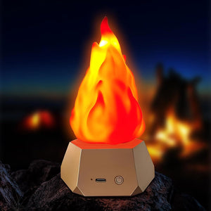 SINGCHUNGTE Night Lights, 1200Mah Flickering Flame Lamp, 3-Mode LED Fake Fire Lamp, Realistic Flameless Candles, USB Rechargeable Waterproof Night Light for Bedroom Party Christmas Camping Decoration