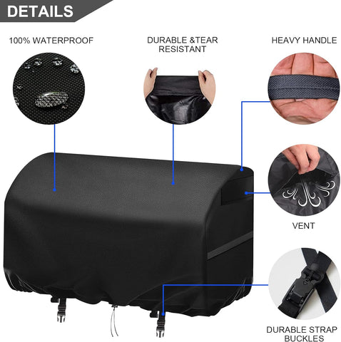 Image of Heavy Duty Waterproof Barbeque Boat Grill Cover - Weather and Fade Resistant - Drawstring - Ideal for Barbeque Boat Grill,Black，23L X 15W X 15H