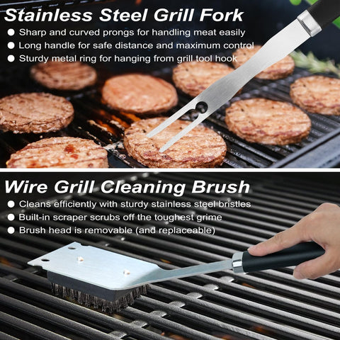 Image of 26 PCS Grill Set Backyard BBQ Grill Accessories Stainless Steel Grill Utensils Set with Bag for Christmas Dads Birthday - Camping BBQ Tools Grilling Tools Set Ideal Grilling Gifts for Men Women