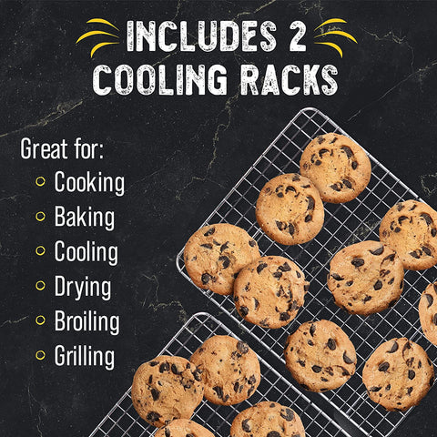 Image of Checkered Chef Cooling Rack - Set of 2 Stainless Steel, Oven Safe Grid Wire Cookie Cooling Racks for Baking & Cooking - 8” X 11 ¾"