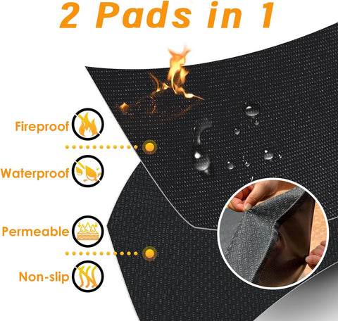 Image of Double Layer Thickened Large under Grill Mats 90X48 Inch, Fireproof Mat with anti Slip Rug 2-In-1, Deck & Patio Protective Big Size Mats for Outdoor Charcoal, Smoker, Flat Top Griddle (GM9048 Plus)