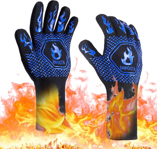 BBQ Gloves Heat Proof, 1472 Degree F Heat Resistant Grilling Gloves for Heat Resistant Cooking, Outdoor Grill, Barbecue, Oven, Cooking, Kitchen and Baking