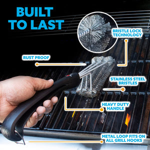 360/Clean Grill Brush - Powerful 30-Second Grill Cleaner - the World'S Best Grill Brush, Bristle | Free of Brass Wire & Safe BBQ Grill Brush, BBQ Brush Accessory for Grill Cleaning Kit - 18 Inch