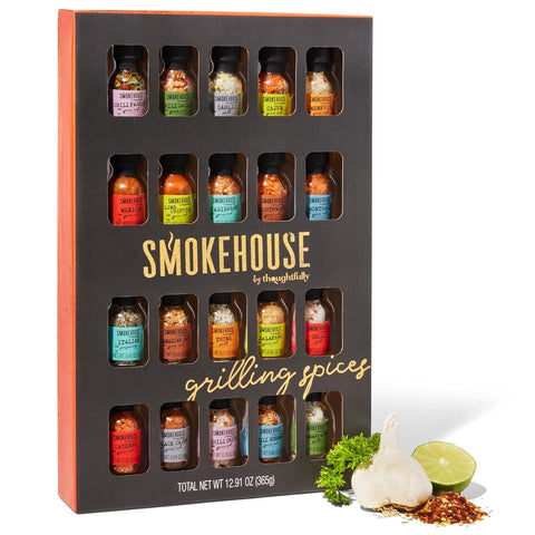 Image of Smokehouse by Thoughtfully Ultimate Grilling Spice Set, Grill Seasoning Gift Set Flavors Include Chili Garlic, Rosemary and Herb, Lime Chipotle, Cajun Seasoning and More, Pack of 20