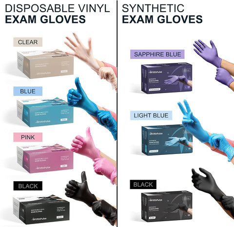 Image of Black Vinyl Disposable Gloves - Powder and Latex Free Medical Exam Gloves