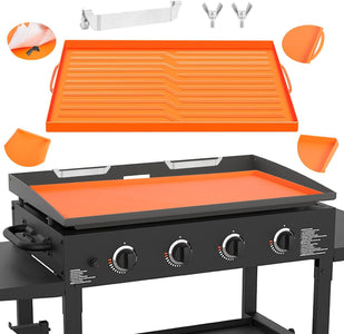 WADEO 36" Silicone Griddle Mat for Blackstone, Blackstone Griddle Accessories, Heavy Duty Food Grade Silicone Grill Mat, All Season BBQ Grill Mat for Blackstone Protector Outdoor (36 Inch - Orange)