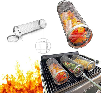 2023 New Stainless Steel Barbecue Cooking Grill Basket for Outdoor Grill - Grill Grate - Outdoor round Bbq Stainless Steel Grill Basket Campfire Grill Grid