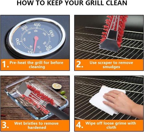 XSUPER Nylon Grill Brush, 3 in 1 Grill Brush & Scraper, Best Nylon Bristle Brushes, 18" Barbecue Cleaning Brush for a Cool Grill, Scraper for Grill Cooking Grates,Universal Fit BBQ Grill Accessories