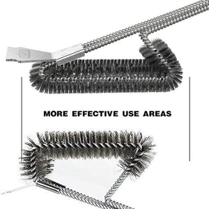 Grill Brush and Scraper BBQ Brush for Grill, Safe 18" Stainless Steel Woven Wire 3 in 1 Bristles Grill Cleaning Brush, BR-4516