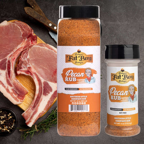 Image of Fat Boy Natural BBQ Pecan Rub PACK of 2 - Perfect for Pork, Chicken, Ribs, Pork Chops, Pork Roast and Turkey - Clean Ingredients, Gluten Free, Keto Friendly and No MSG - 4 Oz (113 G)