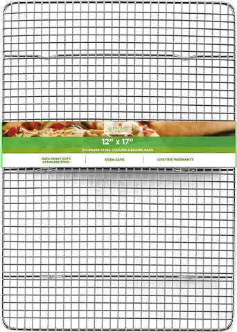 Image of Spring Chef Cooling Rack & Baking Rack - 100% Stainless Steel Cookie Cooling Racks, Wire Rack for Baking, 11.8" X 17" Fits Half Sheet Roasting Pan for Bacon, BBQ - Cooling Racks for Cooking and Baking
