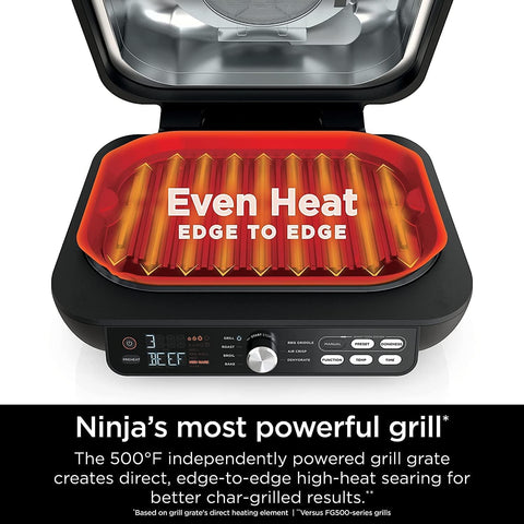Image of Ninja IG651 QCP Foodi Smart XL Pro 7-In-1 Indoor Grill/Griddle Combo, Use Opened or Closed, with Griddle, Air Fry Smart Thermometer (Renewed) (Silver/Black)