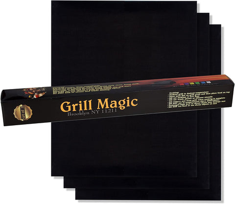 Image of BBQ Grill Mat Set of 3-100% Nonstick Large Grilling Sheets - Heavy Duty Cooking Mats for Outdoor Grill Charcoal, Gas or Electric - Reusable, Extra Thick and Easy to Clean - 15.75 X 13
