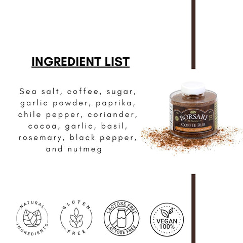 Image of Coffee Seasoning Rub - Gourmet Seasoning Rub with Coffee and Cocoa - Gluten Free All Natural Multi-Purpose Seasoning for Barbecue Rubs and Sauces - 3.5 Oz Shaker Bottle