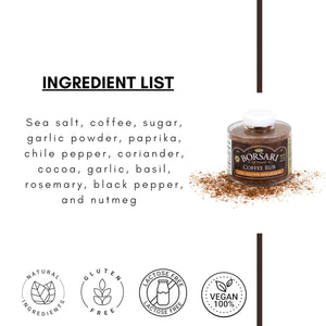 Coffee Seasoning Rub - Gourmet Seasoning Rub with Coffee and Cocoa - Gluten Free All Natural Multi-Purpose Seasoning for Barbecue Rubs and Sauces - 3.5 Oz Shaker Bottle
