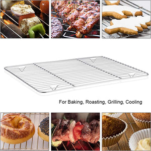 P&P CHEF Cooling Rack Set for Baking Cooking Roasting Oven Use, 4-Piece Stainless Steel Grill Racks, Fit Various Size Cookie Sheets - Oven & Dishwasher Safe