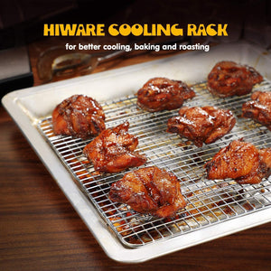 Hiware 2-Pack Cooling Racks for Baking - 10" X 15" - Stainless Steel Wire Cookie Rack Fits Jelly Roll Sheet Pan, Oven Safe for Cooking, Roasting, Grilling
