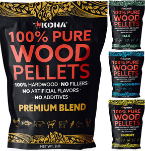 Best Wood Smoking Pellets - Grilling Smoker Tube Pellets Variety Pack - 100% Hickory,  Premium Blend, 100% Oak,  Signature Sweetwood Blend - 2 Pound Bags