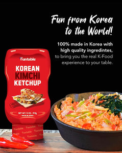 Funtable Korean Kimchi Ketchup (13Oz, Pack of 1) - Savoury & Spicy Low-Calorie Ketchup, Great Flavors, Easy-To-Use. Perfect for Chicken, Nuggets, Wings & Nachos, Tomato Sauce Alternative.