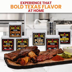 Texas Style BBQ Rub Gift Set by Rubwise|Meat Dry Rub Spices and Seasoning Sets Variety Pack|Smoking & Grilling Gifts for Men|6 X 1Lb Bags|Barbecue Spice Kit for Pork, Beef, Chicken, Turkey|Shaker Included