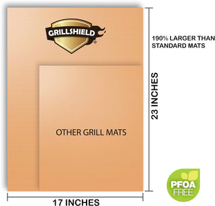 Grillshield - 2 Extra Large Copper Grill and Bake Mats - Best Gift - 17 X 23 Inches Non Stick Mats for BBQ Grilling & Baking, Reusable and Easy to Clean
