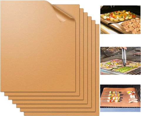 Image of Grill Mat Set of 7-100% Non-Stick BBQ Grill Mats, Heavy Duty, Reusable, and Easy to Clean - Works on Electric Grill Gas Charcoal BBQ-15.75 X 13 Inch