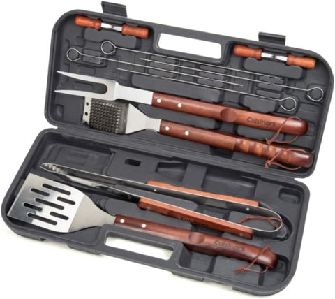 Image of CGS-W13 Wooden Handle Tool Set, Black, Deluxe Pizza Grilling Pack (13-Piece)