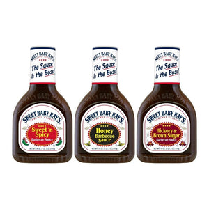 Sweet Baby Ray'S Variety BBQ Sauce Set - Honey, Hickory, and Sweet 'N Spicy - 18 Oz Bottles - Pack of 3 for Flavorful Grilling and Culinary Adventures Galore
