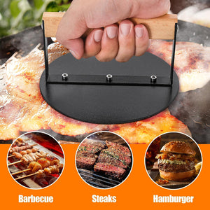 Bodkar Smash Burger Press 6 Inch, round Burger Smasher Grill Press for Griddle Bacon Press Meat Steak Press with Wood Handle