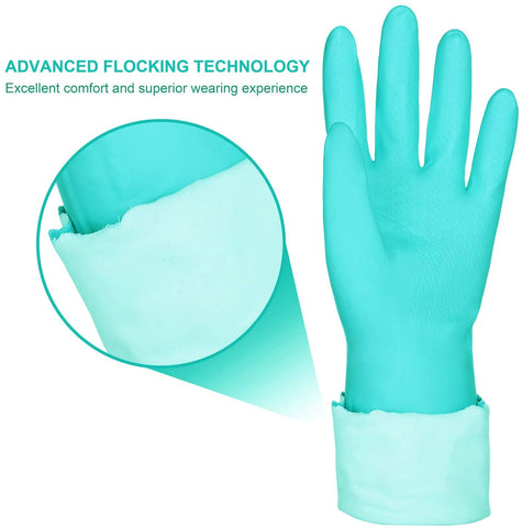 Image of Reusable Dishwashing Cleaning Gloves with Latex Free, Cotton Lining,Kitchen Gloves 2 Pairs,Purple+Blue