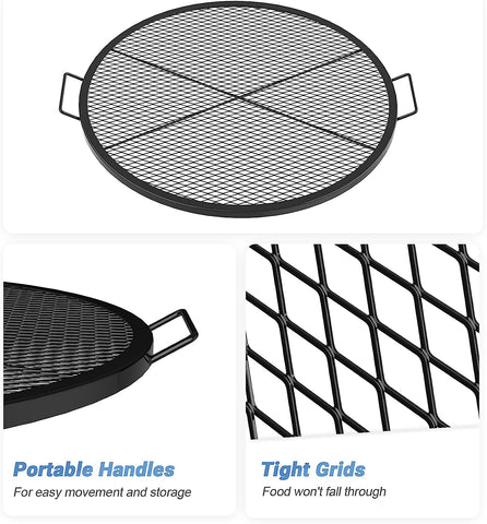 Image of Onlyfire X-Marks Fire Pit Grill Cooking Grate, Outdoor Campfire BBQ Grill, round - 36 Inch