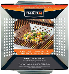 Mr. Bar-B-Q 06034Y Stainless Steel Vegetable Grill Basket | Perfect for Cooking Crispy Vegetables, Fish, and Meats on the Grill or BBQ | Built in Handles | Great for Cookouts and Camping