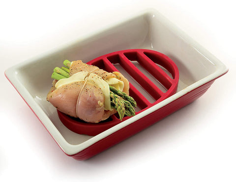 Image of Norpro 405 Oval Silicone Roast Rack, Red 9X6