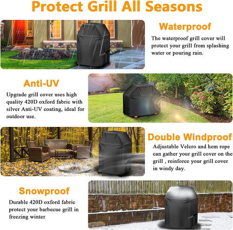 Image of Aoretic Grill Cover 32 Inch Gas Bbq-Cover, Fit Most 2 Burner Grill Waterproof Small Barbeque Cover with Velcro Straps & Adjustable Drawstring for Weber,Nexgrill,Char-Broil, Monument,Dyna-Glo,Kenmore